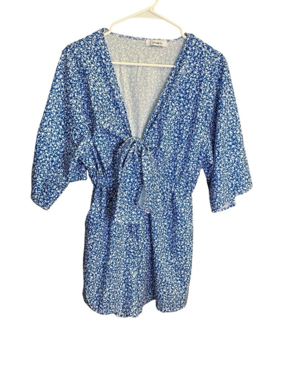 Daphne Lo Womens Romper Size missing Floral Tied Front Detail Summer EUC